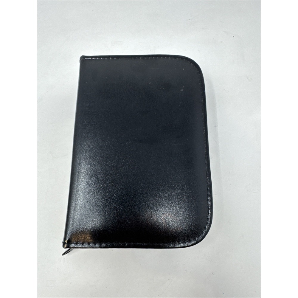 Vintage Ground Leather playing Card zipper Case Austria made Black w/scorepad